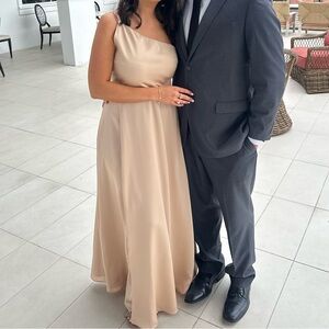 Show Me Your MuMu Shannon One Shoulder Dress in Champagne Luxe Satin